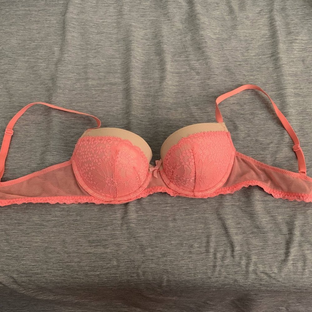 Victoria’s Secret neon pink and lace push up bra